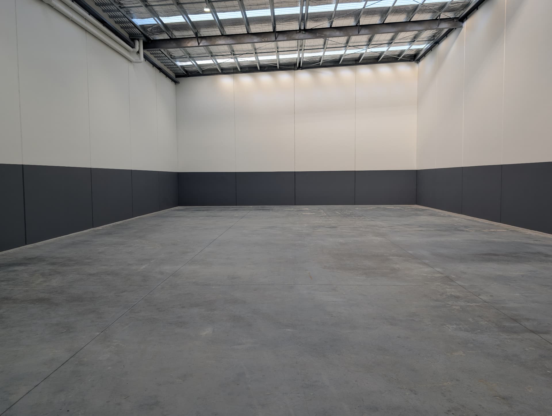Warehouse floor with roller door